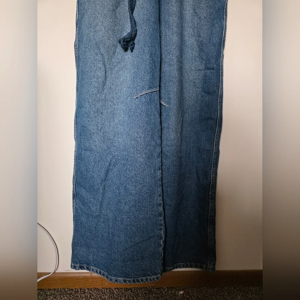 FREE PEOPLE EDISON WIDE LEG COVERALL OVERALL BLUE JEANS SIZE XS‎ - Picture 6 of 11